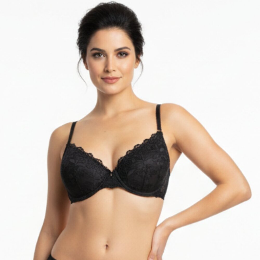 Badgley Mischka Black Full Lace Padded Underwire Bra NEW 36D